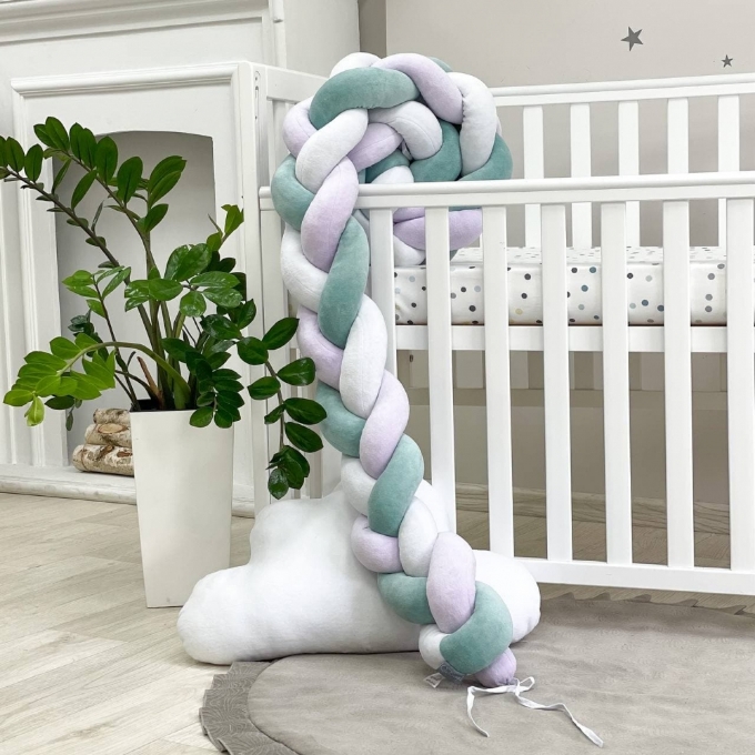 Protectie laterala patut bebe menta-violet (2)